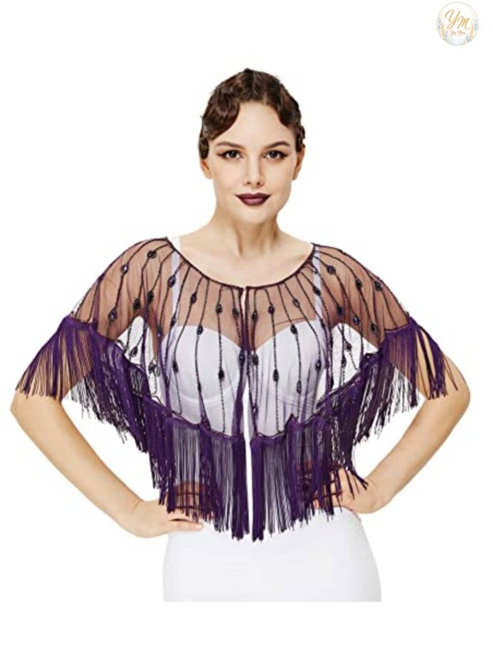 Sequin Beaded Shawl Wrap Fringe Evening Cape Cover Up Party